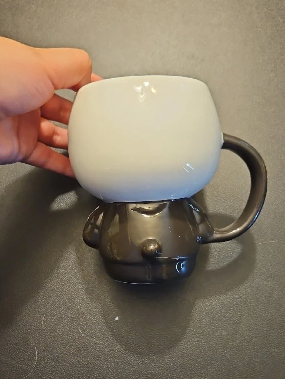 Hello Kitty Black & White Skeleton Mug with Yellow Nose